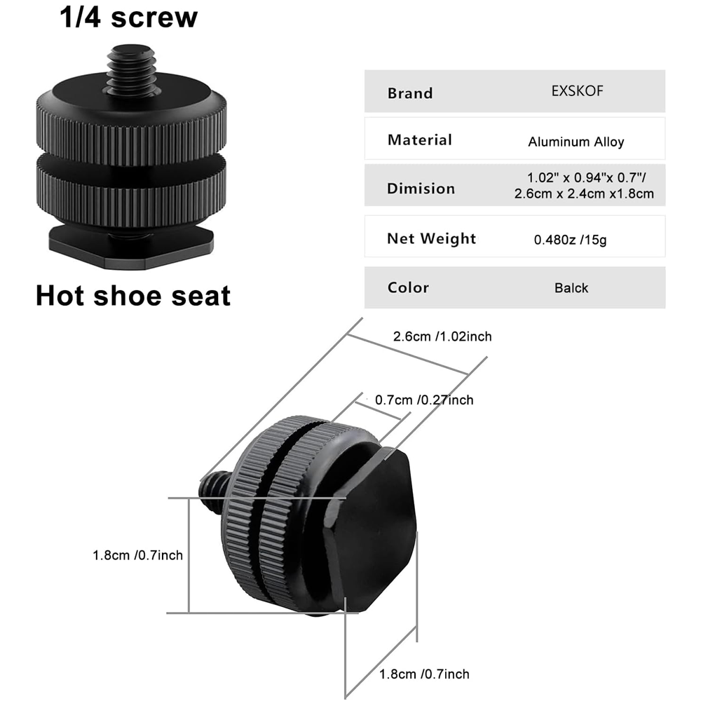 Aluminum Alloy Hot Shoe to 1/4 - Photography Video Lighting Kit recension och pris
